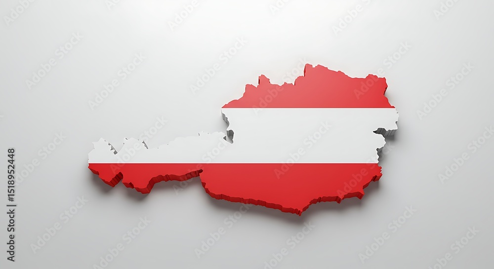 Fototapeta premium Austria A 3D Map Representing the Country's Geography and Flag