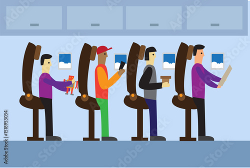 Budget Air Travel. Standing Room only Seat for Cheaper Flights Concept.
