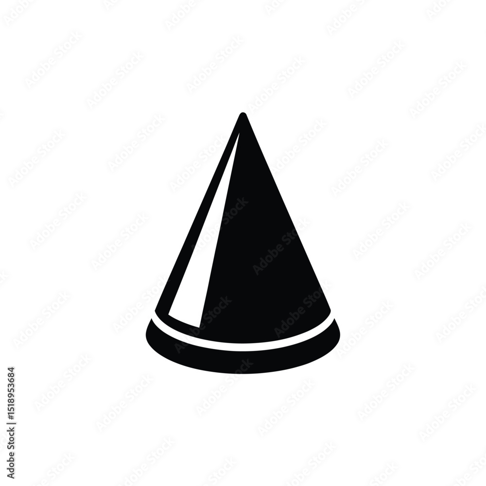Fototapeta premium Black and White Cone Simple Illustration, Abstract Shape, Geometric Design Element
