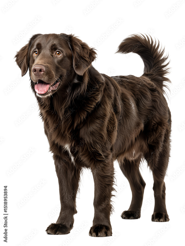 Chocolate labrador retriever standing with its mouth slightly open on transparent background Chocolate labrador retriever standing with its mouth slightly open on transparent background