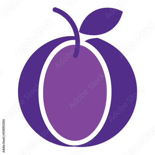 Purple plum icon isolated on white background