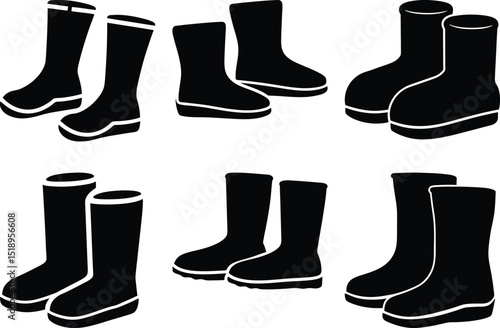 Collection of Rubber Boots in Various Styles for Outdoor Activities and Work