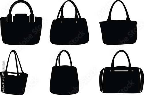 Elegant Collection of Stylish Handbags and Totes Silhouettes in Black and White