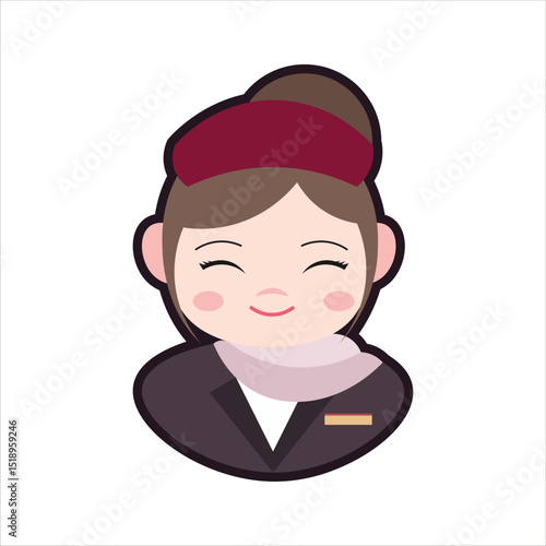 Colored Stewardess Cartoon Illustration