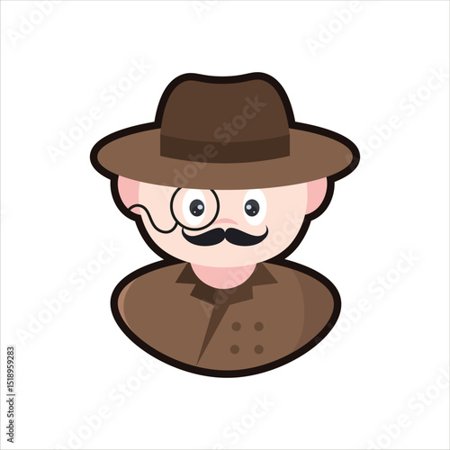 Colored Detective Cartoon Illustration