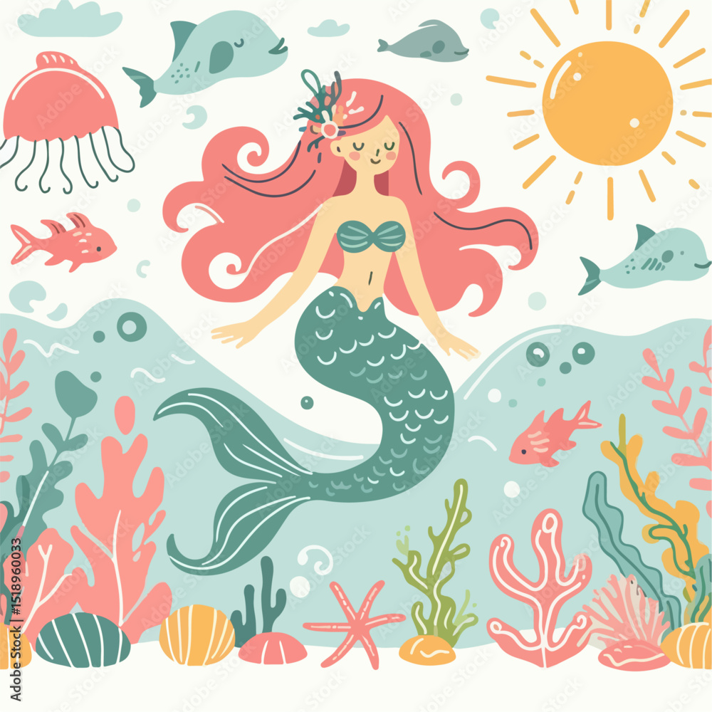 Obraz premium mermaid vector illustration 
