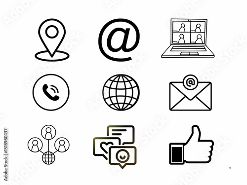 communication icons set isolated on white backgrounds.