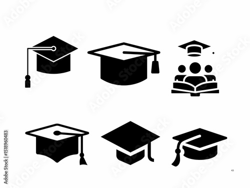  A set of graduation caps. graduation caps icons