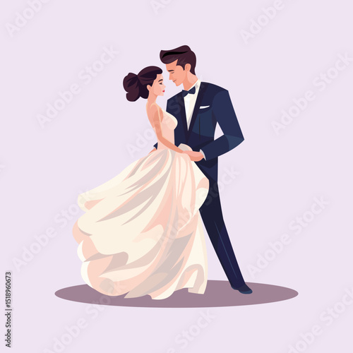 Bride and groom pose romantically