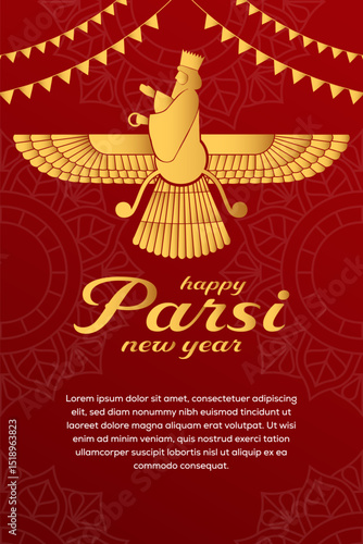 happy parsi new year poster illustration in gradient style