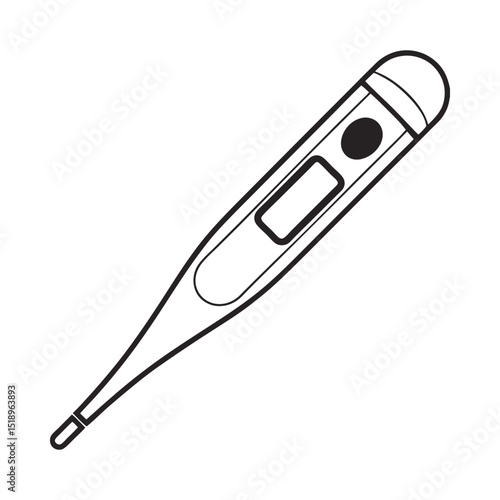 Digital thermometer icon line art medical healthcare
