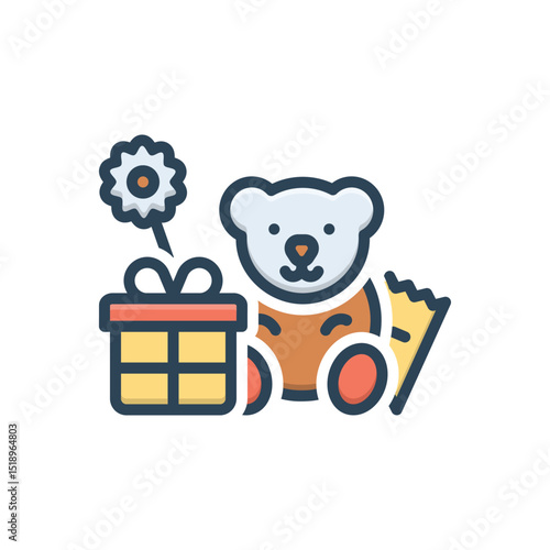 Color illustration icon for gift