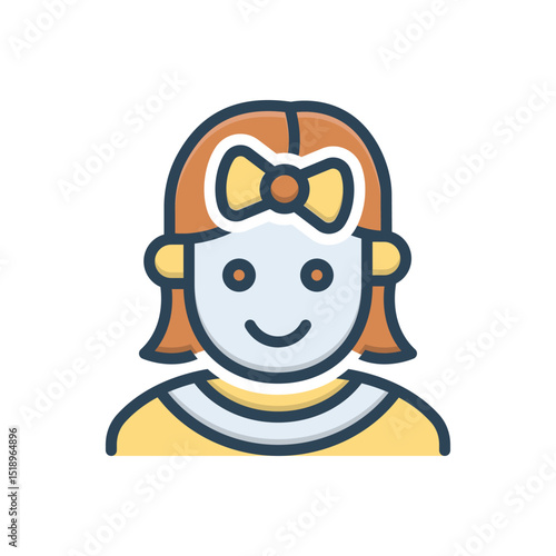 Color illustration icon for girl