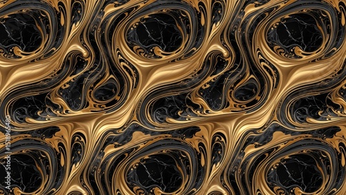 Liquid gold and black marble swirl, elegant and fluid.