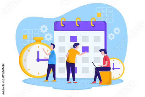 Time Management and Scheduling Concept Flat Vector Illustration
