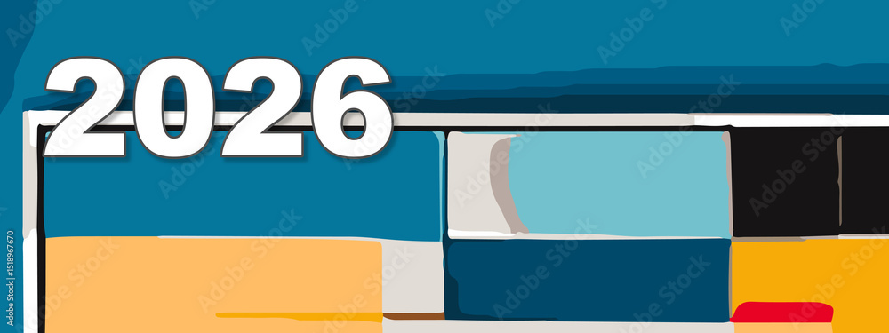 Obraz premium 2026 Happy New Year colorful Background Design. multicolor 2026 New year Greeting Card, 2026 long Banner, two thousand twenty six Poster. abstract design with 2026 number. art design background 2026