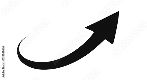 Curved Upward Arrow PNG Transparent Background.