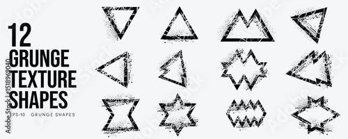 Grunge Graffiti Halftone Texture Elements Set Abstract Geometric Shapes. Ink Spray Frame Borders. Glitch Distortion. Noise Overlay And Distressed Vector Effects