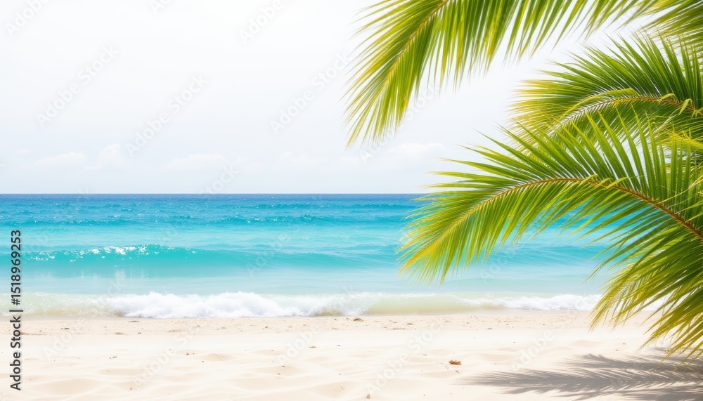 Fototapeta premium Tropical Beach Paradise with Palm Trees