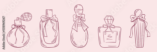 Elegant vintage set with perfume bottles