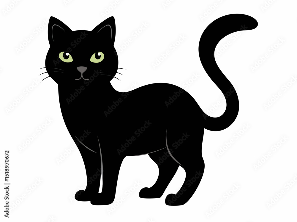 Halloween vector set with simple cat silhouette black on white. Black cat, scary cartoon Halloween. illustration Vector Halloween vector set with simple cat silhouette black on white. Black cat, scary cartoon Halloween. illustration Vector