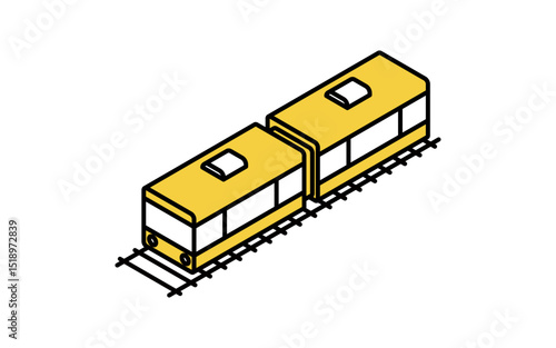 乗物アイコン、連結した電車のシンプルでかわいいアイソメトリックの線画アイコン
