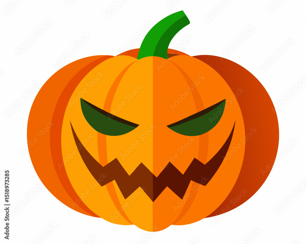 A single lit spooky halloween pumpkin vector, Halloween pumpkin on white background A single lit spooky halloween pumpkin vector, Halloween pumpkin on white background