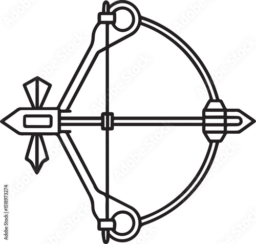 Compound bow sight outline vector and illustration line art