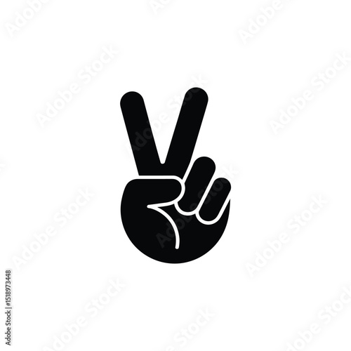 Black Silhouette of a Hand Showing the Victory Sign or Peace Symbol