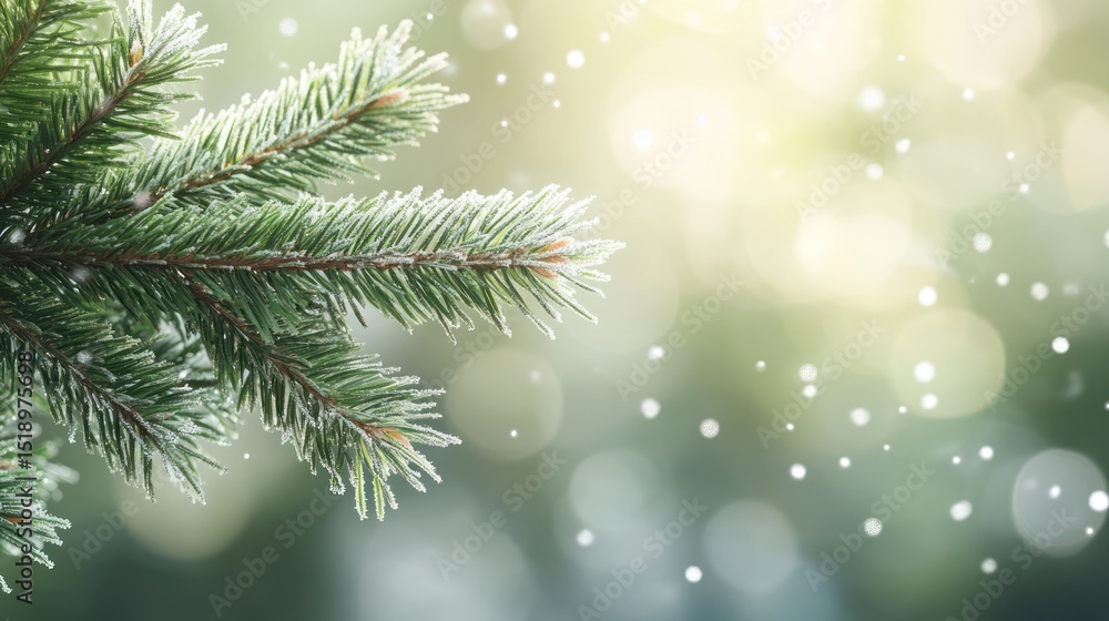 Winter's Embrace: A Frosty Pine Branch Winter's Embrace: A Frosty Pine Branch