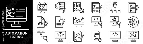 Automation Testing icon collection set. Containing design automation, technology, development, software