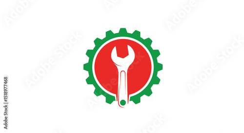 Wrench and Gear Logo Mechanical Repair Service Symbol