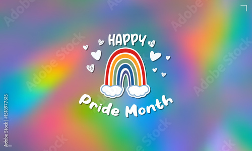 Happy pride month on colorful rainbow gradient background. Lgbt community concept