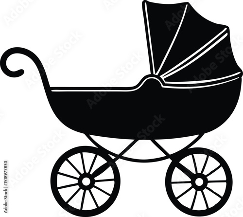 baby carriage silhouette vector