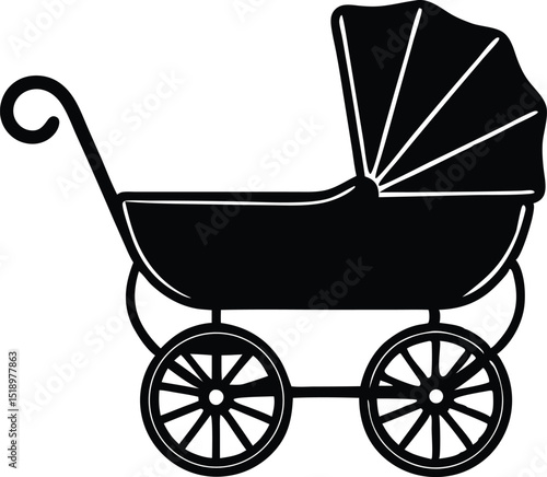 baby carriage silhouette vector icon