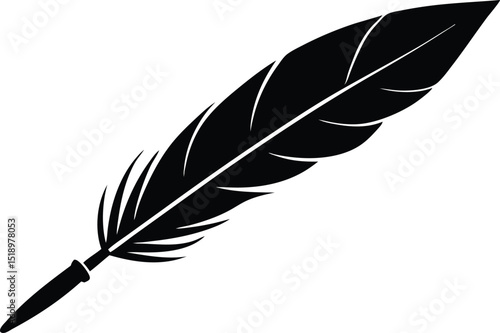 quill feather pen silhouette vector illustration