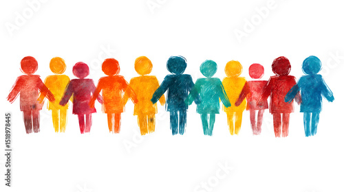 Community symbol depicted as diverse, colorful puzzle pieces fitting together perfectly, isolated on Transparent background.