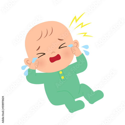 Crying baby because of pain or hunger clip art