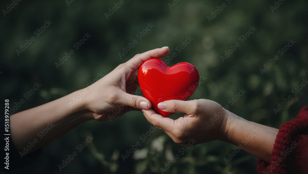 Two hands holding a red heart, health and valentines day concept. Two hands holding a red heart, health and valentines day concept.