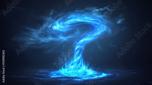 Mystical Blue Vortex: A swirling energy column emerges from the depths, captivating with its ethereal glow and mesmerizing movement.