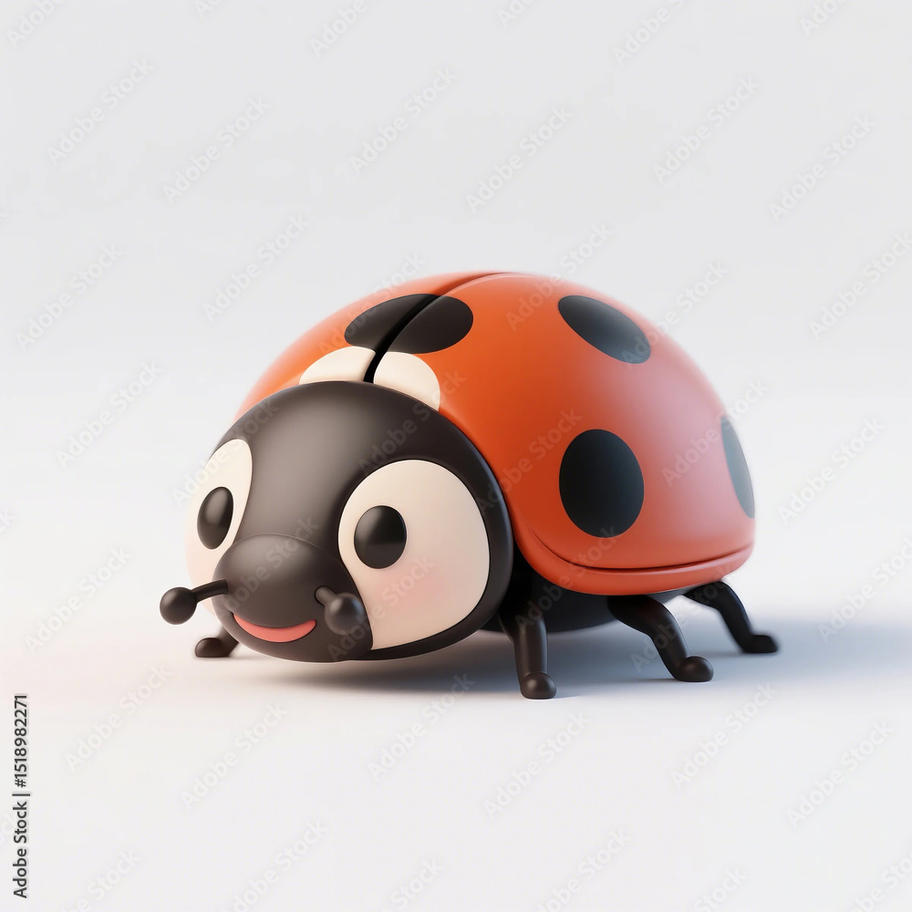Obraz premium 3d ladybug on white screen for assets