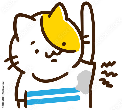 脇汗が気になるかわいいねこのキャラクターのデフォメルメイラスト