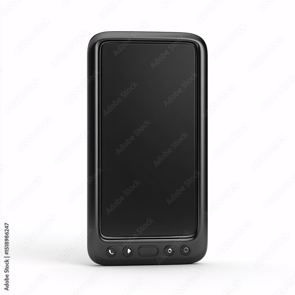 Mobile phone in black, 3D design, isolated on a plain white background Mobile phone in black, 3D design, isolated on a plain white background