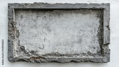 Wallpaper Mural Rectangular, weathered stone plaque, gray frame, on white wall Torontodigital.ca