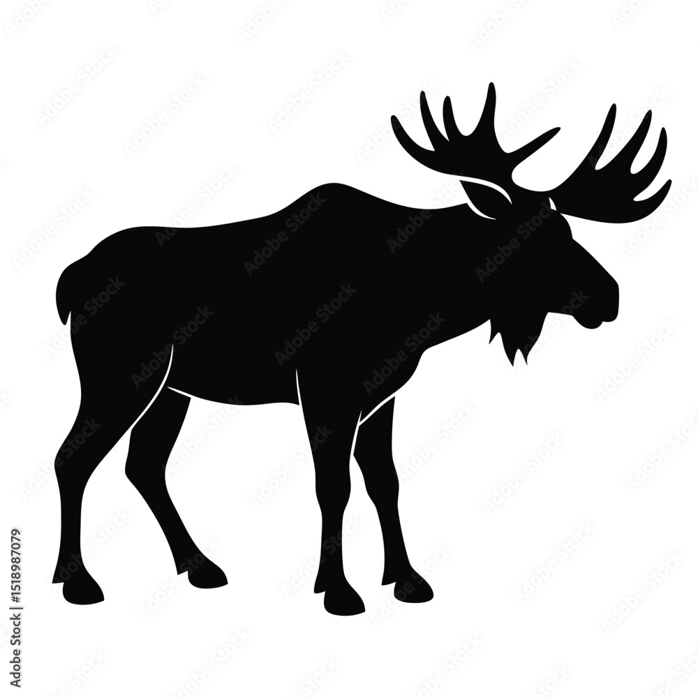 Fototapeta premium Majestic Moose Silhouette Wildlife Art Print, Nature Illustration, Mammal Icon, Design