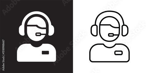 Customer Service solid and thin line web icon Vector illustration set