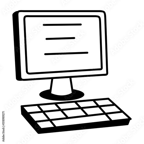 A drawing style icon of computer
