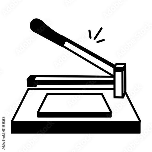 A doodle style icon of paper cutter
