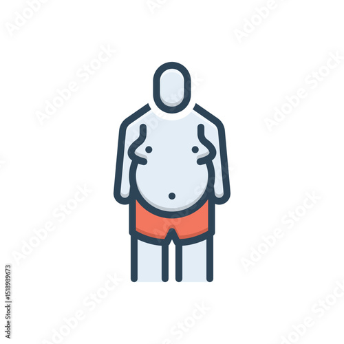 Color illustration icon for fat belly