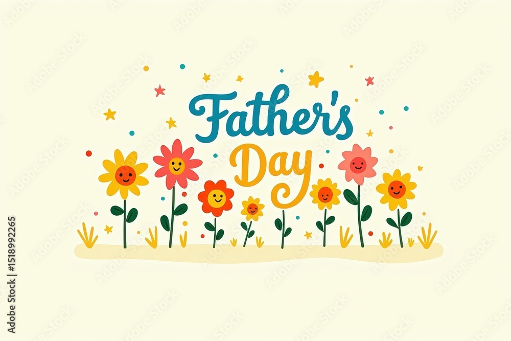 Fototapeta premium Father's day celebration with colorful flowers happy vibes graphic design bright background festive mood